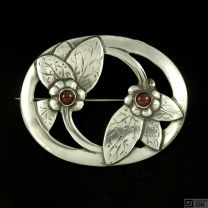 Fritz S. Heimbürger 1925-1948. Art Nouveau Silver Brooch with Garnets