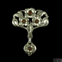 Thyra Vieth 1866-1938. Art Nouveau Silver Brooch with Carnelian.