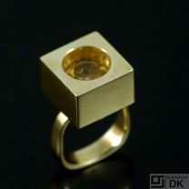 Ove Fogh Pedersen- Denmark. 14k Gold Ring with Rock Crystal - 1960s