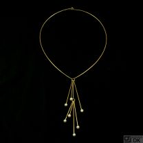 Guldvirke. Danish 14k Gold Neck Ring with Pearls - 1960s