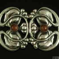 Danish Art Nouveau Silver belt buckle with Amber - Bernhard Hertz.
