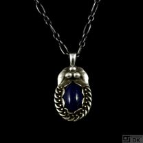 Georg Jensen Sterling Silver Pendant of the Year 1992 with Lapis Lazuli - Heritage.
