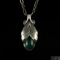 Georg Jensen Sterling Silver Pendant of the Year 2008 with Green Agate - Heritage.