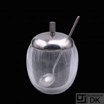E. Dragsted - Copenhagen. Glass Jar with Silver Lid & Spoon.