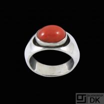 Ejnar Olsen - Denmark. Sterling Silver Ring with Coral.