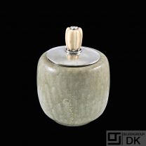 Arne Bang / Evald Nielsen. Stoneware Jar with Sterling Silver Lid.