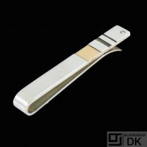Georg Jensen. Sterling Silver Tie Clip / Bar with 18k Gold and Diamond 0,02 ct. #152B