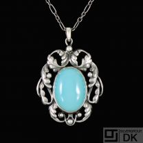 Georg Jensen. Sterling Silver Pendant #73 with Aquaprase - Limited Edition.