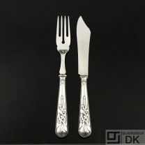 Heimbürger All Silver Fish Forks & Knives, 12 Persons - Mistletoe / Mistelten 