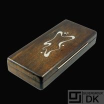 Bog Oak Box with Inlaid Sterling Silver 'Abstract Motif'- Denmark - 1960s