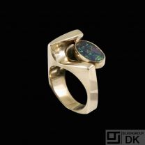 Frank Ahm. Danish 14k Gold Ring with Opal.
