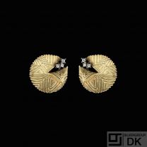 Georg Jensen. 18k Yellow & White Gold Ear Clips with Diamonds. 0,14ct