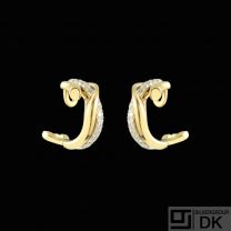 Georg Jensen. 18K Gold Ear Clips with Pavé Diamonds - MAGIC