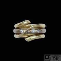 Georg Jensen. 18k Gold & White Gold Ring with Diamonds - Magic #1314 - 53mm. 