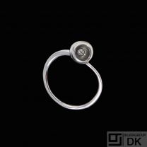 Georg Jensen. 18k White Gold Ring with 0.07ct. diamond - Cave - Size 57mm