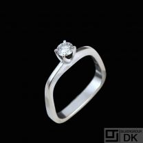 Georg Jensen. 18k White Gold Solitaire Ring - Diamond. 0.33ct.