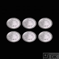 Georg Jensen. Set of six Hammered Sterling Silver Glass Coasters #51 - GI (6)