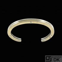 Georg Jensen. Sterling Silver Bangle, partly Gold Plated #A78A - Andreas Mikkelsen