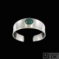 Georg Jensen. Sterling Silver Bangle with Green Agate #188 - Poul Hansen