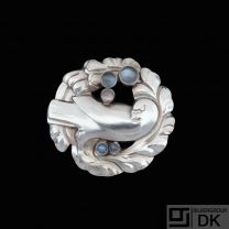 Georg Jensen. Sterling Silver Dove Brooch with Moonstones #165.