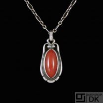 Georg Jensen. Sterling Silver Pendant of the Year with Carnelian - Heritage 2009.