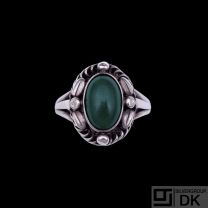 Georg Jensen. Sterling Silver Ring #1 with Green Agate.