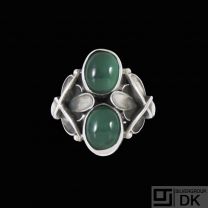 Georg Jensen. Sterling Silver Ring #48 with Green Agate - Henry Pilstrup. 1933-44