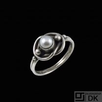 Georg Jensen. Sterling Silver Ring with Pearl #5.