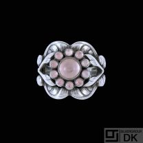 Georg Jensen. Sterling Silver Ring with Rose Quartz #10 - Moonlight Blossom 