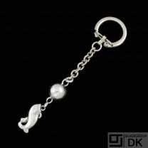 Georg Jensen. Sterling Silver Keyring with Fish Charm #45.