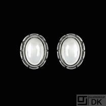 Georg Jensen. Sterling Silver Ear Clips with Silverstone - Heritage 2001.