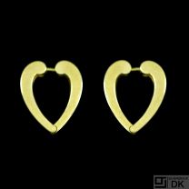 Danish 18k Gold Heart Earrings. 1960s