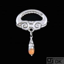 Gran & Laglye. Art Nouveau Silver Brooch with Amber.