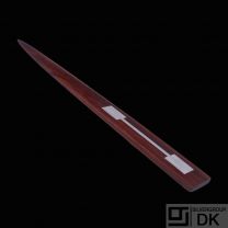 Hans Hansen. Rosewood Letter Opener with Inlaid Sterling Silver.