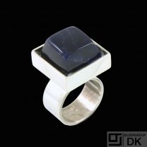 Hans Hansen. Sterling Silver Ring with Lapis Lazuli - 54mm. 1960s