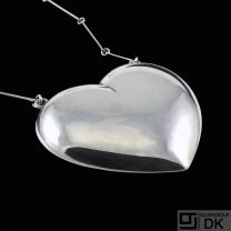 Hermann Siersbøl - Denmark. Large Sterling Silver Heart Necklace.