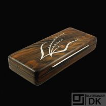 Bog Oak Box with Inlaid Sterling Silver 'Floral Motif'- Denmark - 1960s