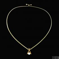 Knud V. Andersen. 14k Gold Neckring with Pearl Pendant. 1960s