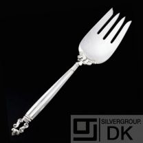 Georg Jensen. Sterling Silver Meat Serving Fork, 4 Tines - Acorn/ Konge - VINTAGE