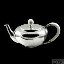 Svend Weihrauch - F. Hingelberg. Sterling Silver Tea Pot with Ivory Handles.