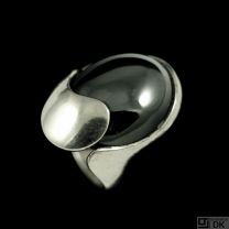 Modern Danish Sterling Silver Ring with Hematite. 1960s