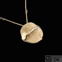 J.G. Toftegård Jensen. 14k Gold Necklace / Pendant with Diamond 0.03ct.