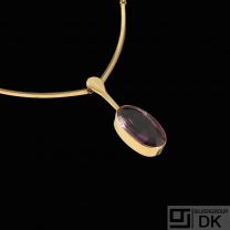 Just Andersen. 18k Gold Necklace with Amethyst Pendant. 
