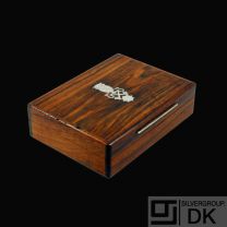 Rio Rosewood Box with Inlaid Sterling Silver 'Owl Motif'- Denmark - 1960s