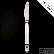 Georg Jensen Silver Luncheon Knife, Long Handle,Serrated - Acorn/Konge-VINTAGE