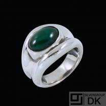 Hans Hansen. Sterling Silver Ring with Malachite. 1960s