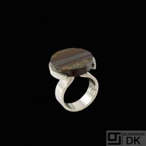MOLTKE Jewelry - Denmark. Sterling Silver Ring with Tiger Iron.