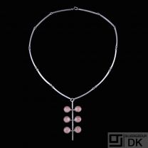 N. E. From - Denmark. Sterling Silver Necklace with Rose Quartz Pendant.