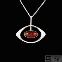 N. E. From - Denmark. Sterling Silver Pendant with Amber. 1960s