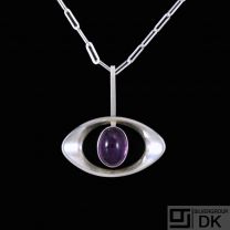N. E. From - Denmark. Sterling Silver Pendant with Amethyst. 1960s